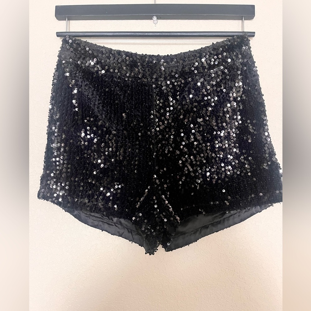 Andree Sparkling Black High Waist Shorts